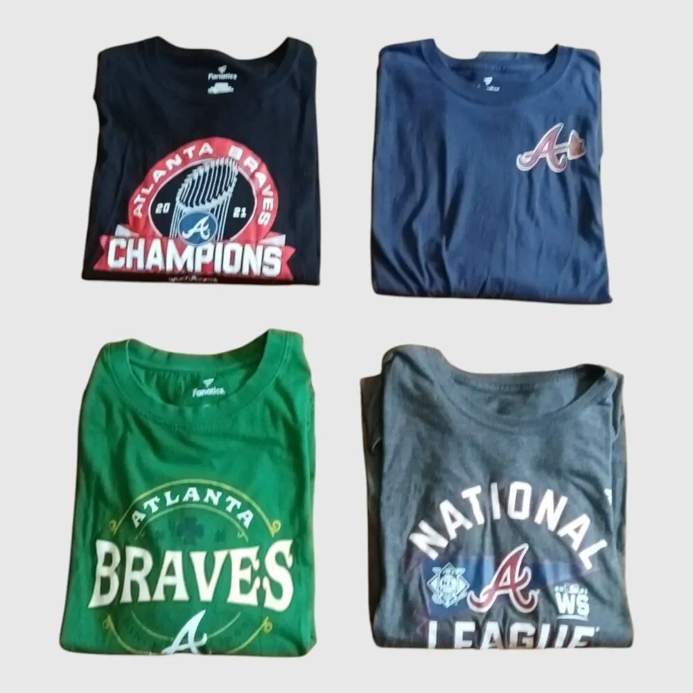 Atlanta Braves Lot of 4 Graphic Short Sleeve Tees Fanatics Size 4XL